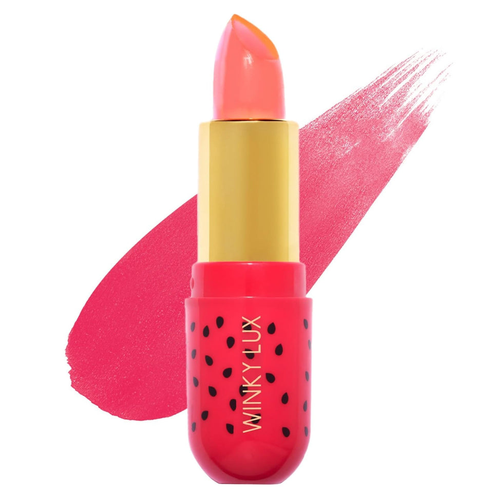 Winky Lux front packaging showing playful watermelon design and compact tube benefits