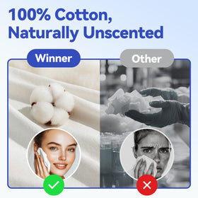Winner towels used with cleanser on skin portraying effective removal