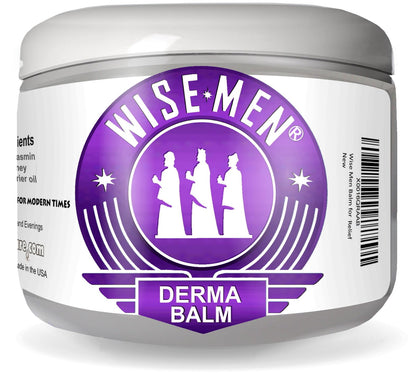 Wise Men Derma Relief Balm front jar showing label and natural ingredients for reassurance