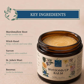 Wise Woman Herbals ingredients flatlay with herbs highlighting natural botanical sourcing