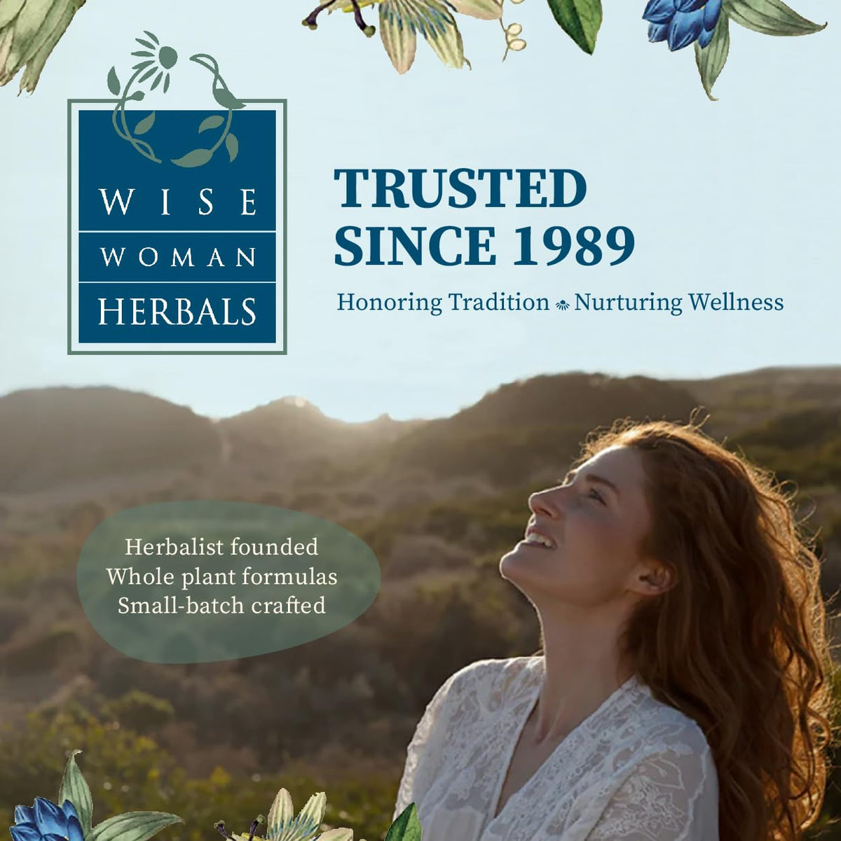 Wise Woman Herbals lifestyle on bath stool showing calming routine and gentle care