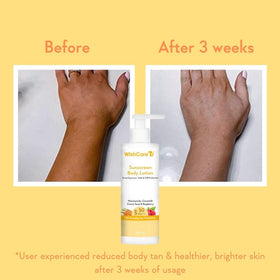 WishCare sunscreen applied on arm demonstrating smooth spread and no white cast