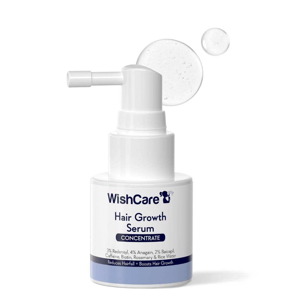 WishCare bottle front view showing label and benefit of supportive hair density