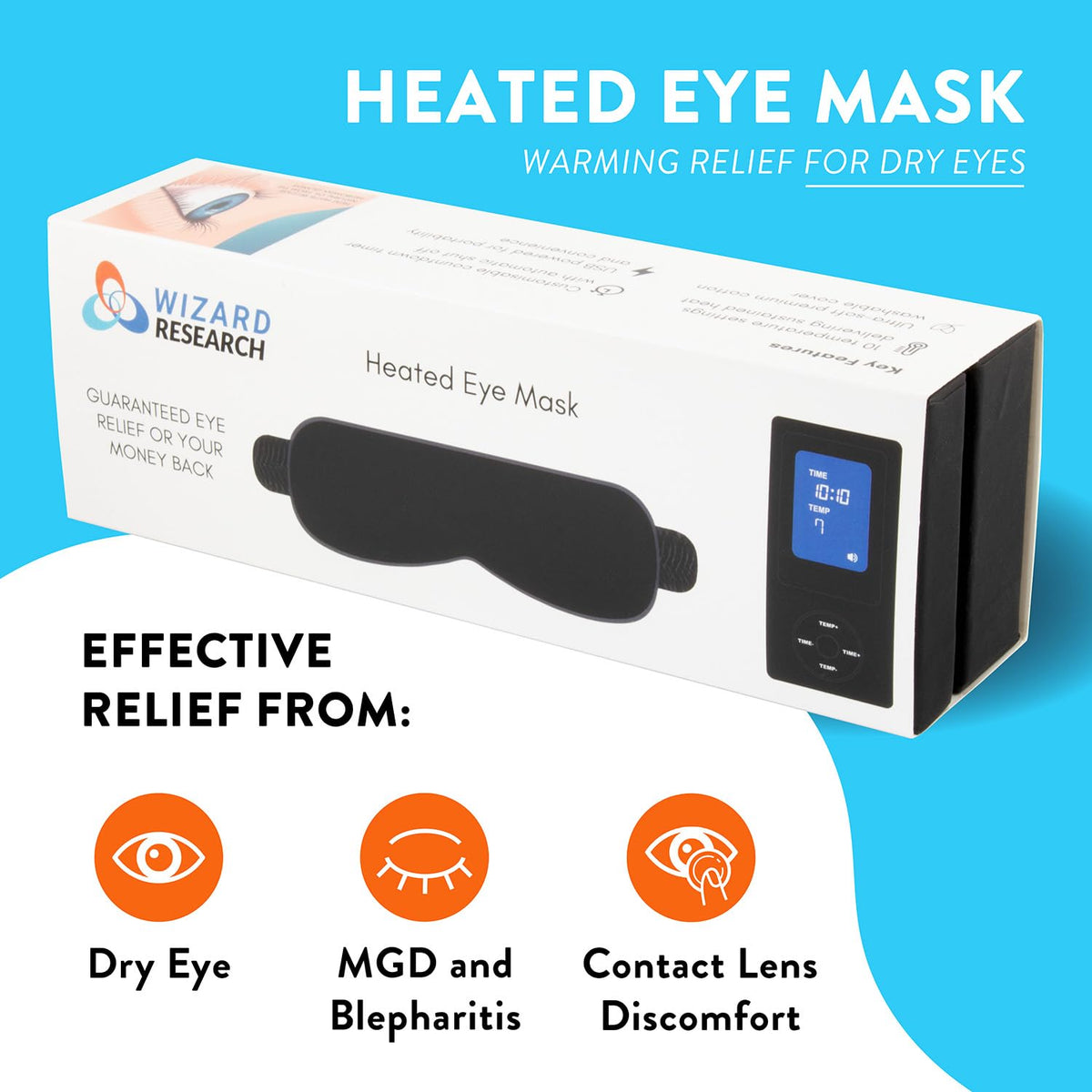 WIZARD RESEARCH mask worn in bed to ease screen-related eye strain