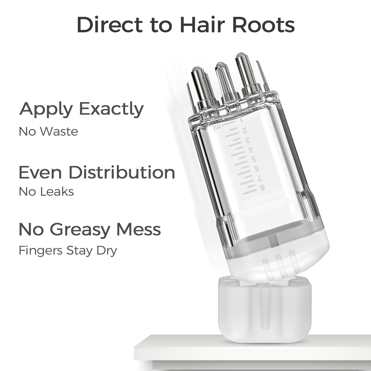 WL-YBOPRO demonstration on scalp showing focused application with less waste benefit