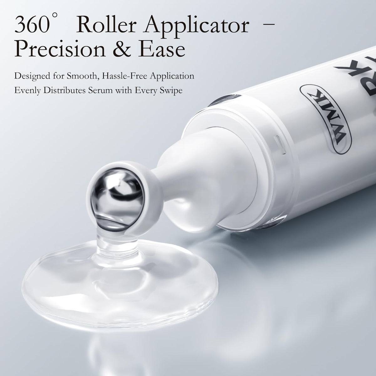 WMK serum texture pool highlighting lightweight, easily absorbed formula benefit
