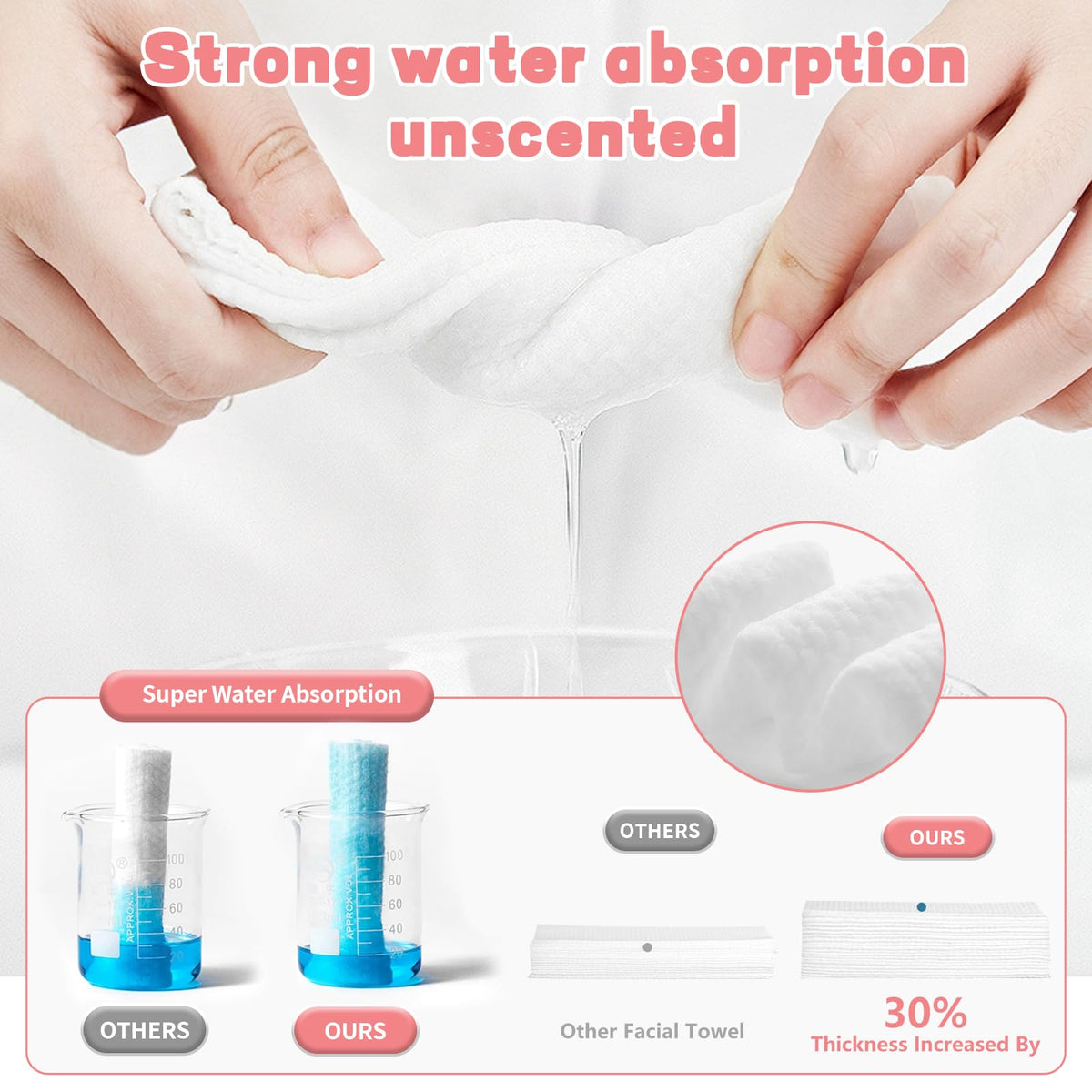 WMQL towel gently cleaning a baby's face showing soft-safe-for-baby benefit