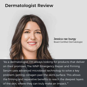 WNP application before and after on cheek illustrating visible smoothing and moisturized skin