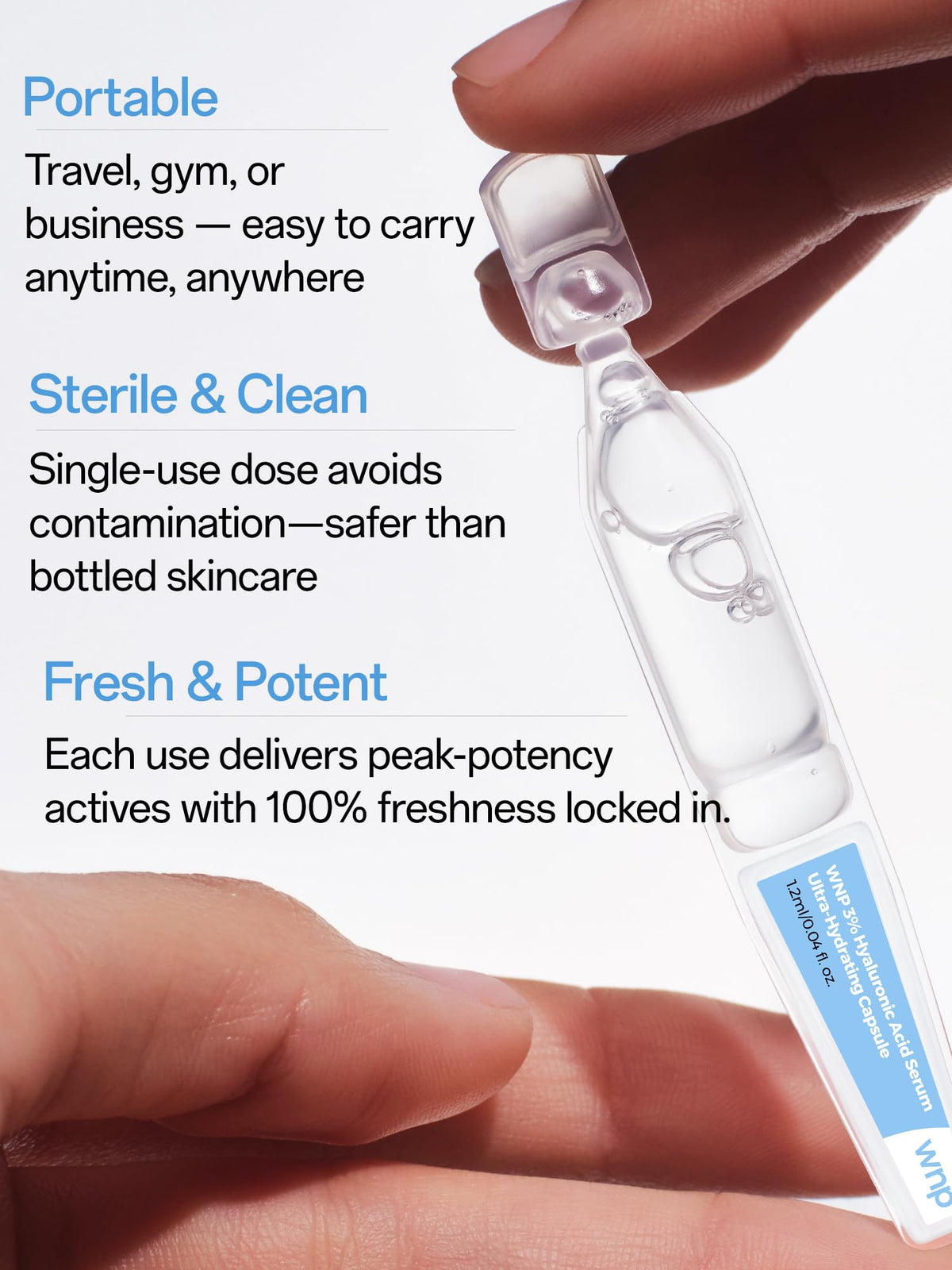 WNP application on back of hand illustrating quick absorption benefit
