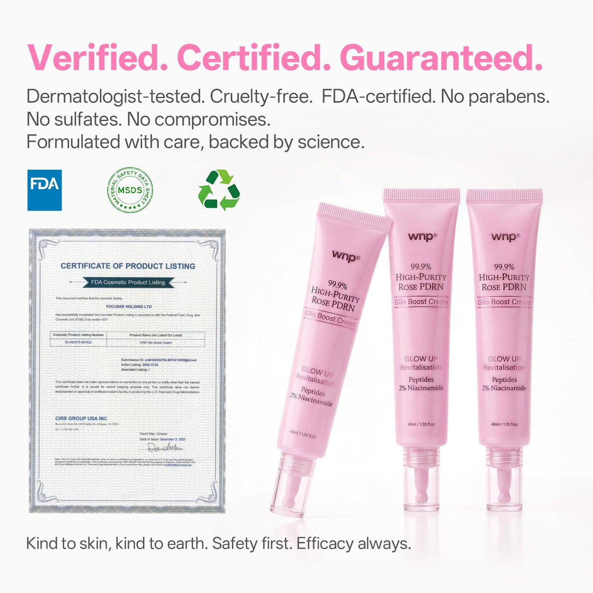 WNP cream on finger application illustrating lightweight spreadability