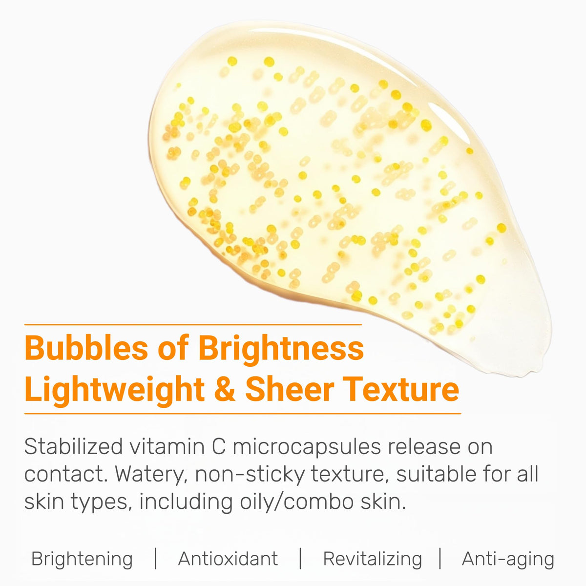 WNP serum droplet texture close-up demonstrating lightweight, fast-absorbing feel