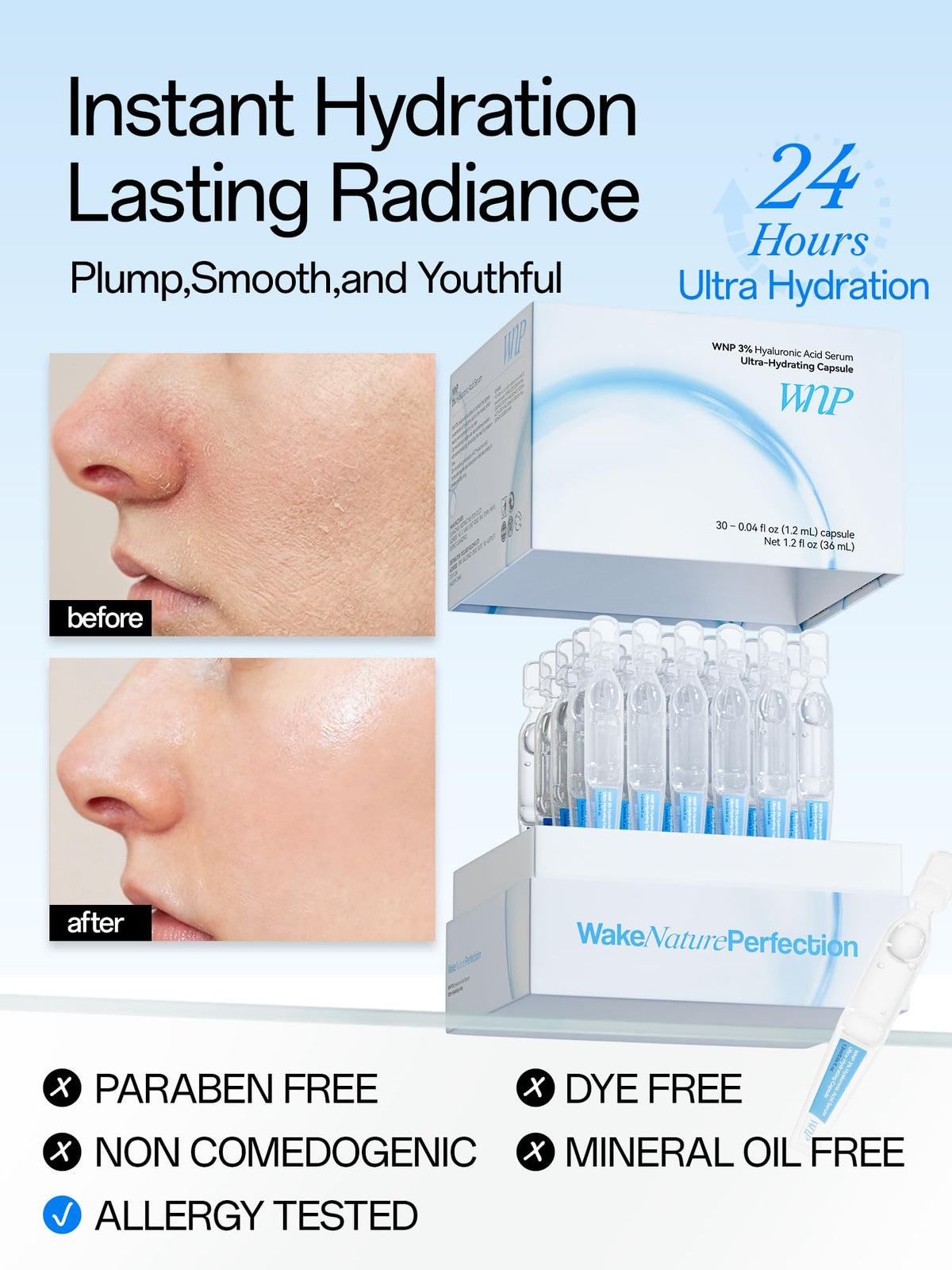WNP single-use vial open with clear serum highlighting hygienic use