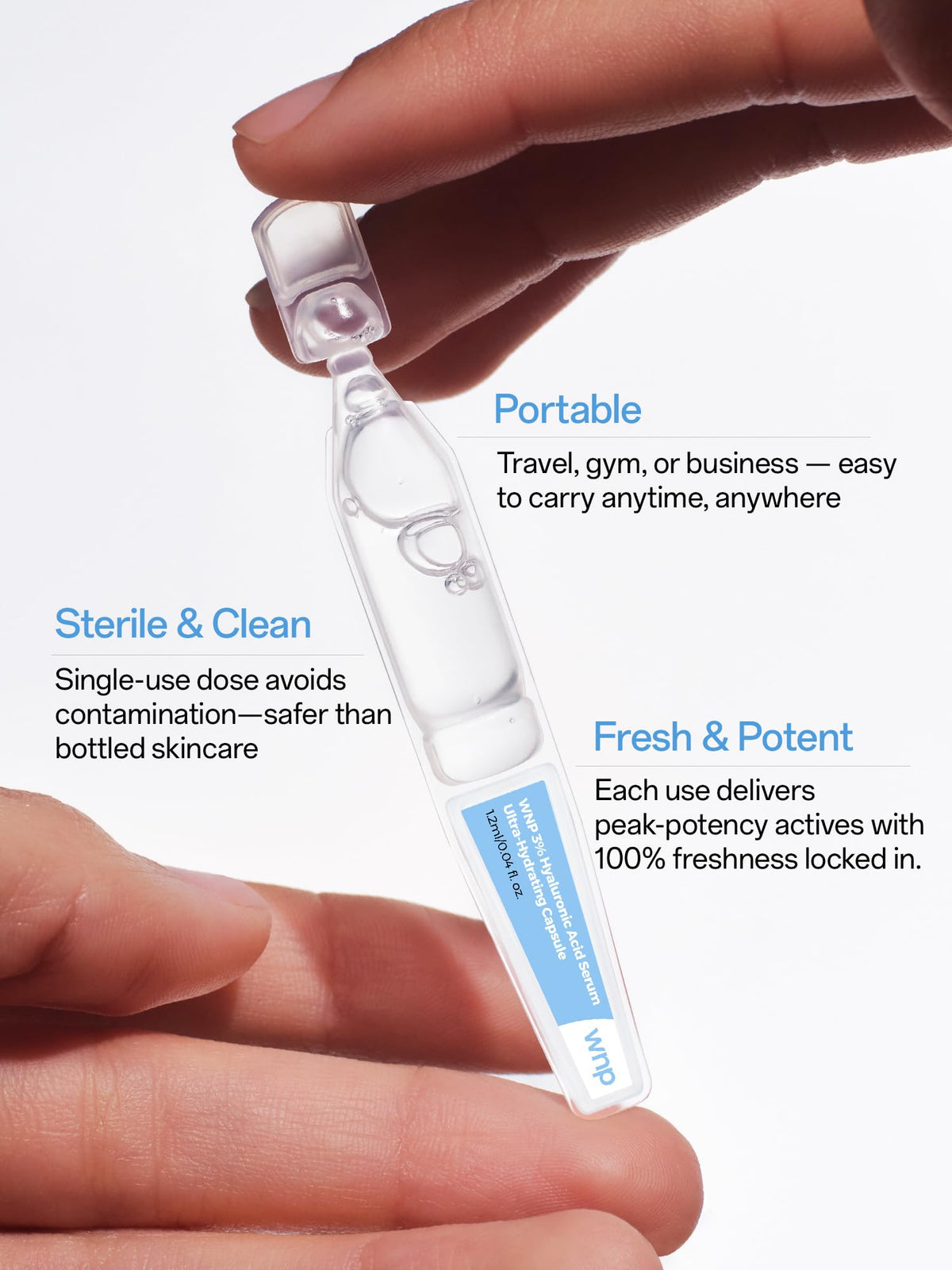 WNP vials staged in bathroom routine showing easy daily integration benefit