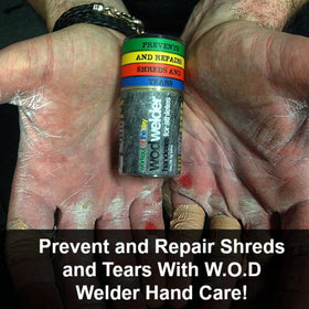 w.o.d welder salve applied to athlete hands during gym recovery
