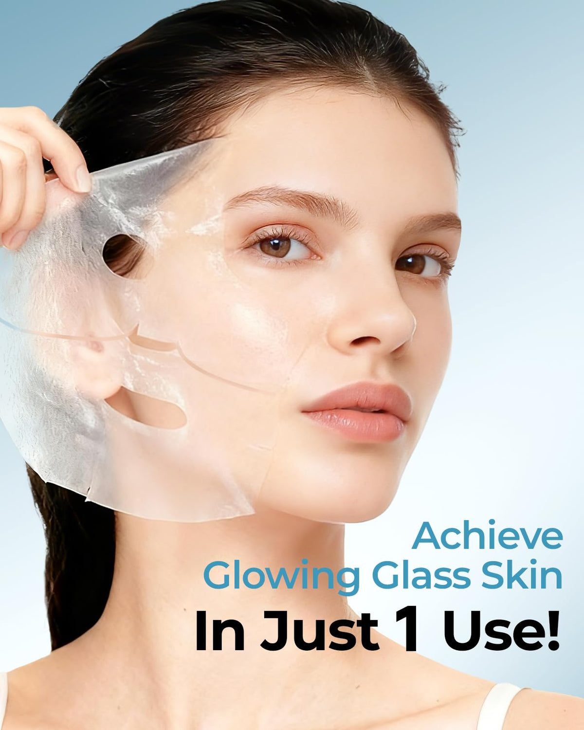 Wokatta open mask with visible essence showing rich collagen delivery benefit