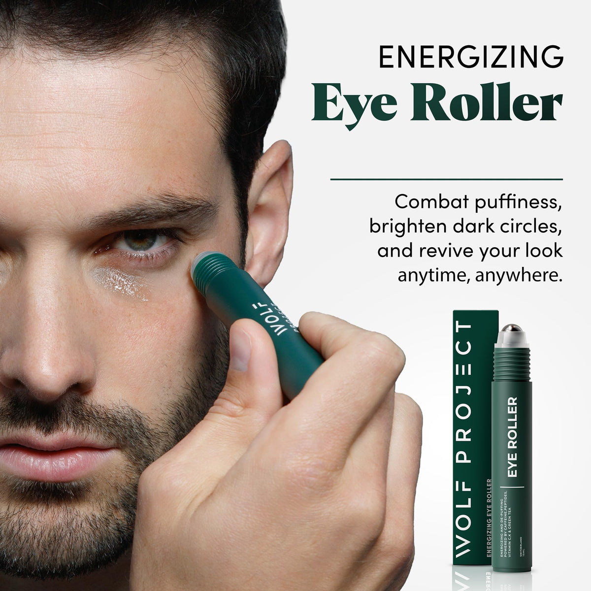 The Wolf Project metal rollerball close-up providing cooling massage benefit