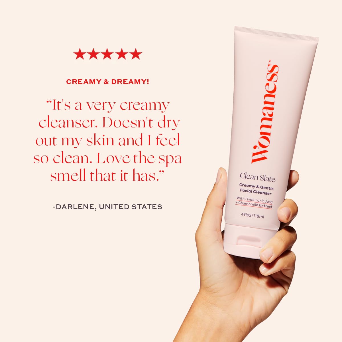 Womaness Clean Slate hyaluronic acid ingredient visual that highlights moisture retention