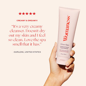 Womaness Clean Slate hyaluronic acid ingredient visual that highlights moisture retention
