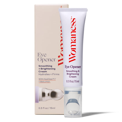 Womaness front packaging showing compact 15ml tube and cooling tip for refreshment