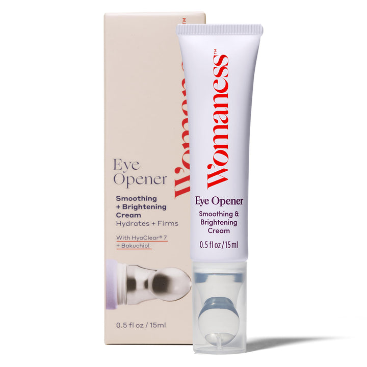 Womaness front packaging showing compact 15ml tube and cooling tip for refreshment