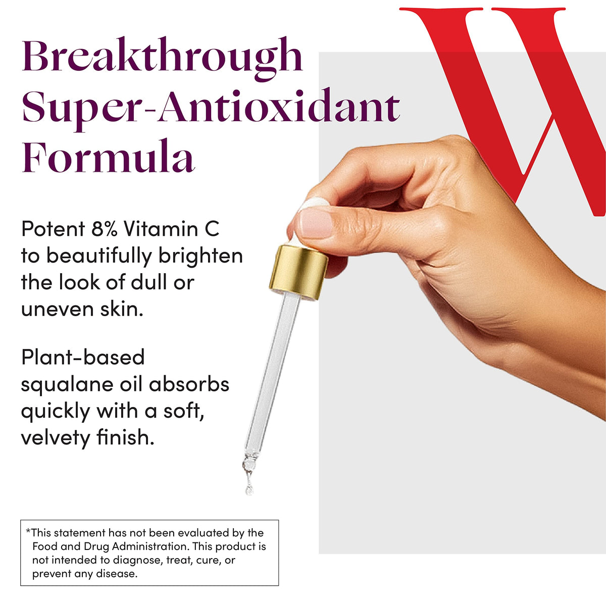 Womaness serum applied on hand demonstrating fast absorption benefit