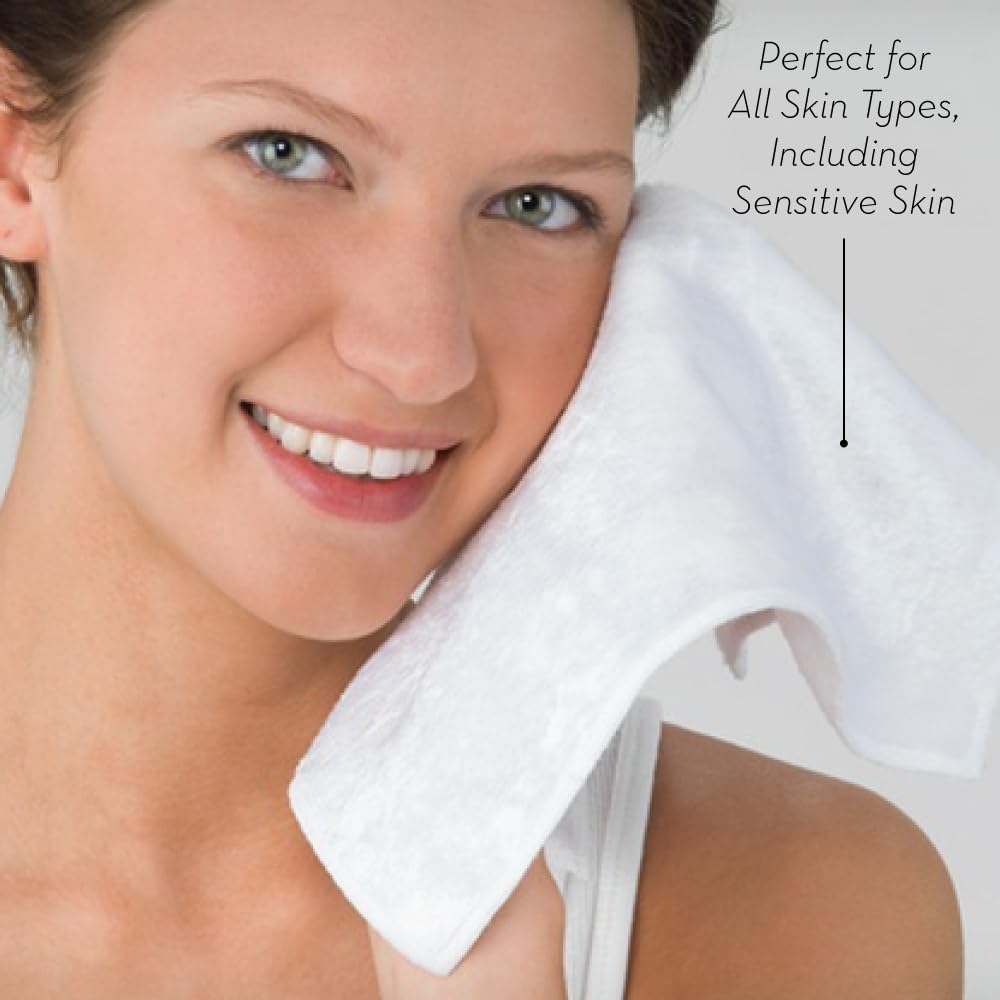Wonder cloth wiping eye makeup highlighting gentle, non-irritating removal
