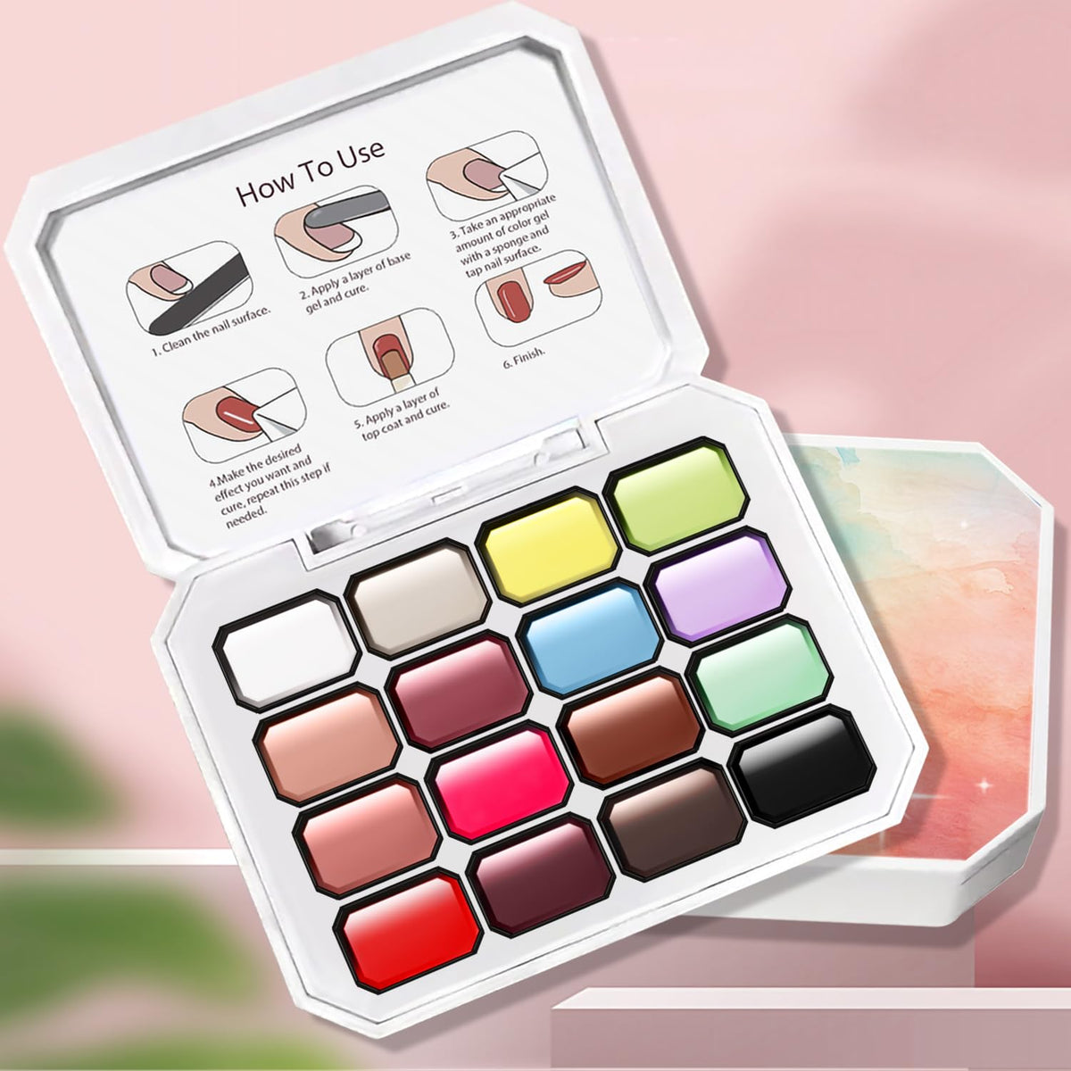 Woobena palette swatches displayed to show vibrant, high-pigment gel shades