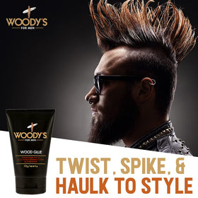 Woody's gel being applied by hand demonstrating easy styling and control benefit