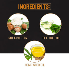 Woody's shea butter and coconut oil ingredients showing nourishing benefit