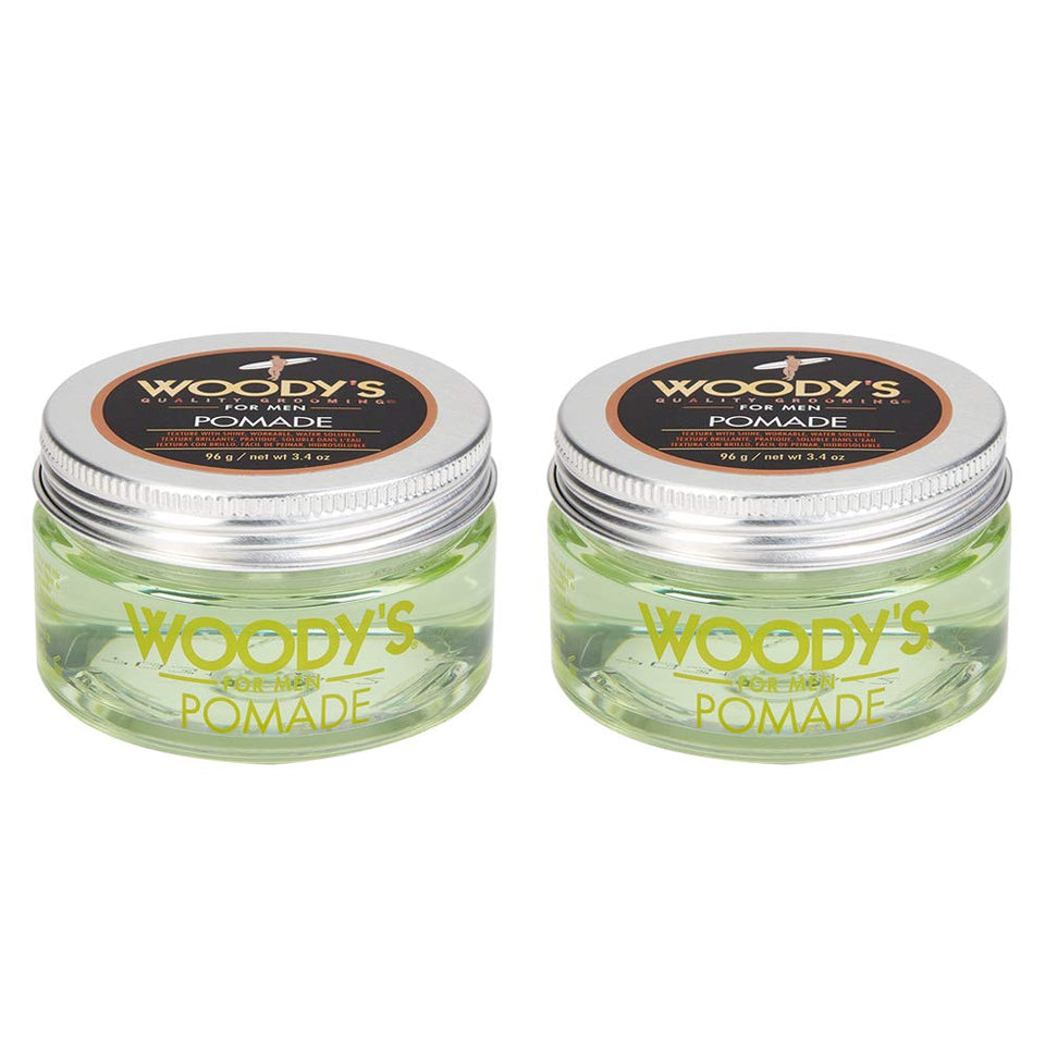 Woody's jar front view highlighting brand and polished finish benefit
