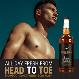 Woody's creamy lather texture close-up showing effective cleansing and smooth application