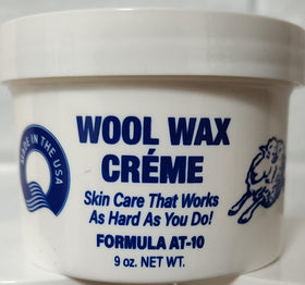 Wool Wax front jar showing label and 9 oz size and clear product identity