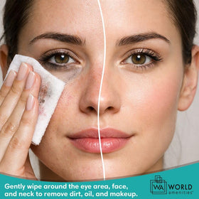 World Amenities individually wrapped wipe packet demonstrating hygienic use
