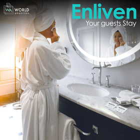 World Amenities wipe in hand to show generous size and coverage