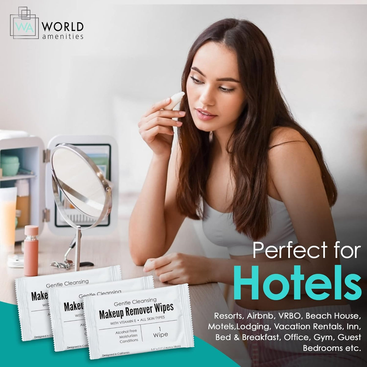 World Amenities wipe texture close-up highlighting soft fabric and saturation