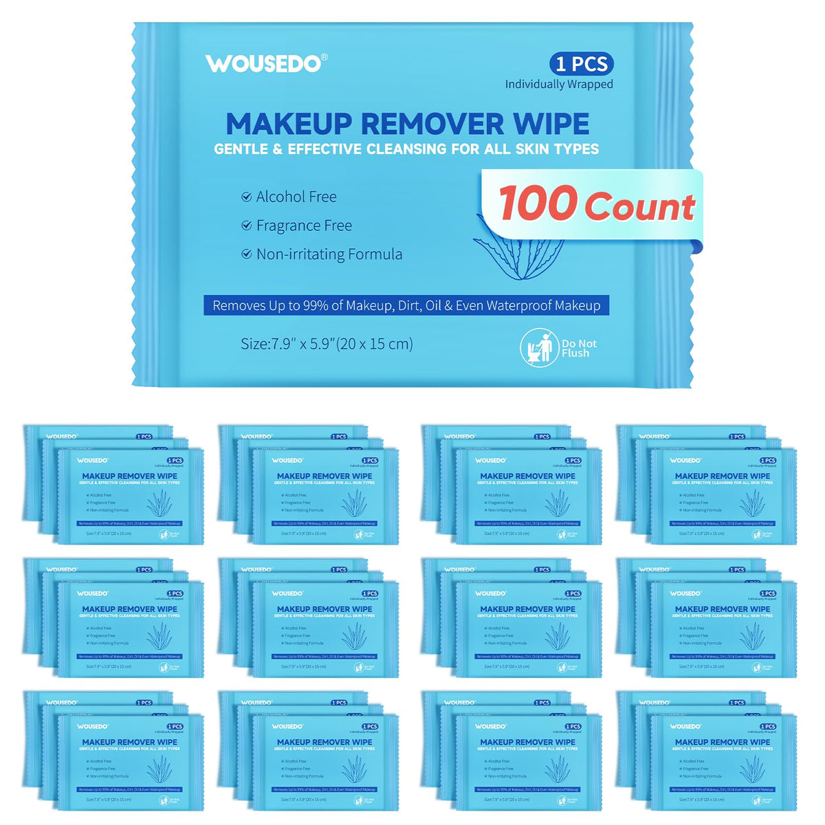 WOUSEDO front packaging showing 100-count bulk value and product branding for convenience