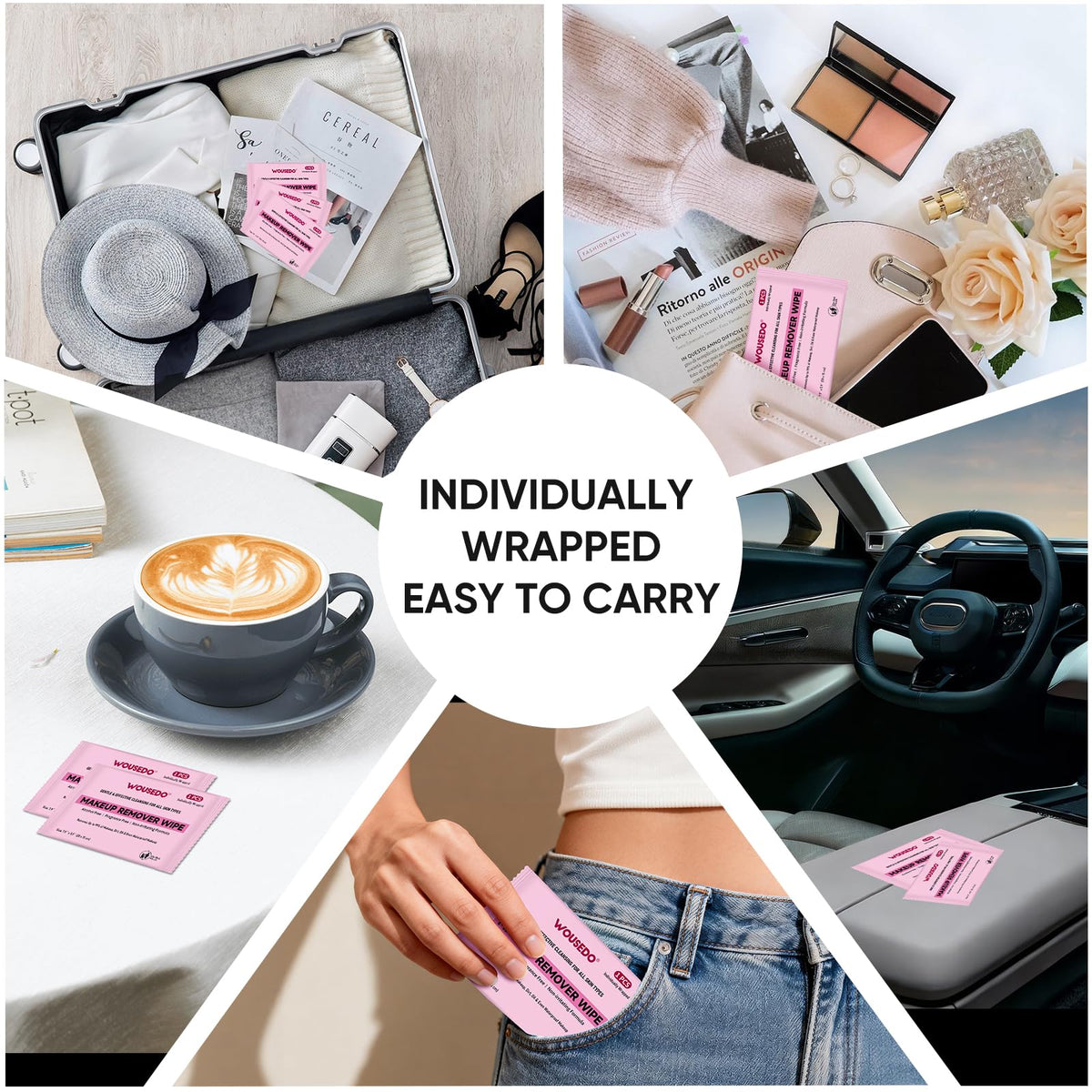 WOUSEDO hand holding wipe in lifestyle setting for easy application