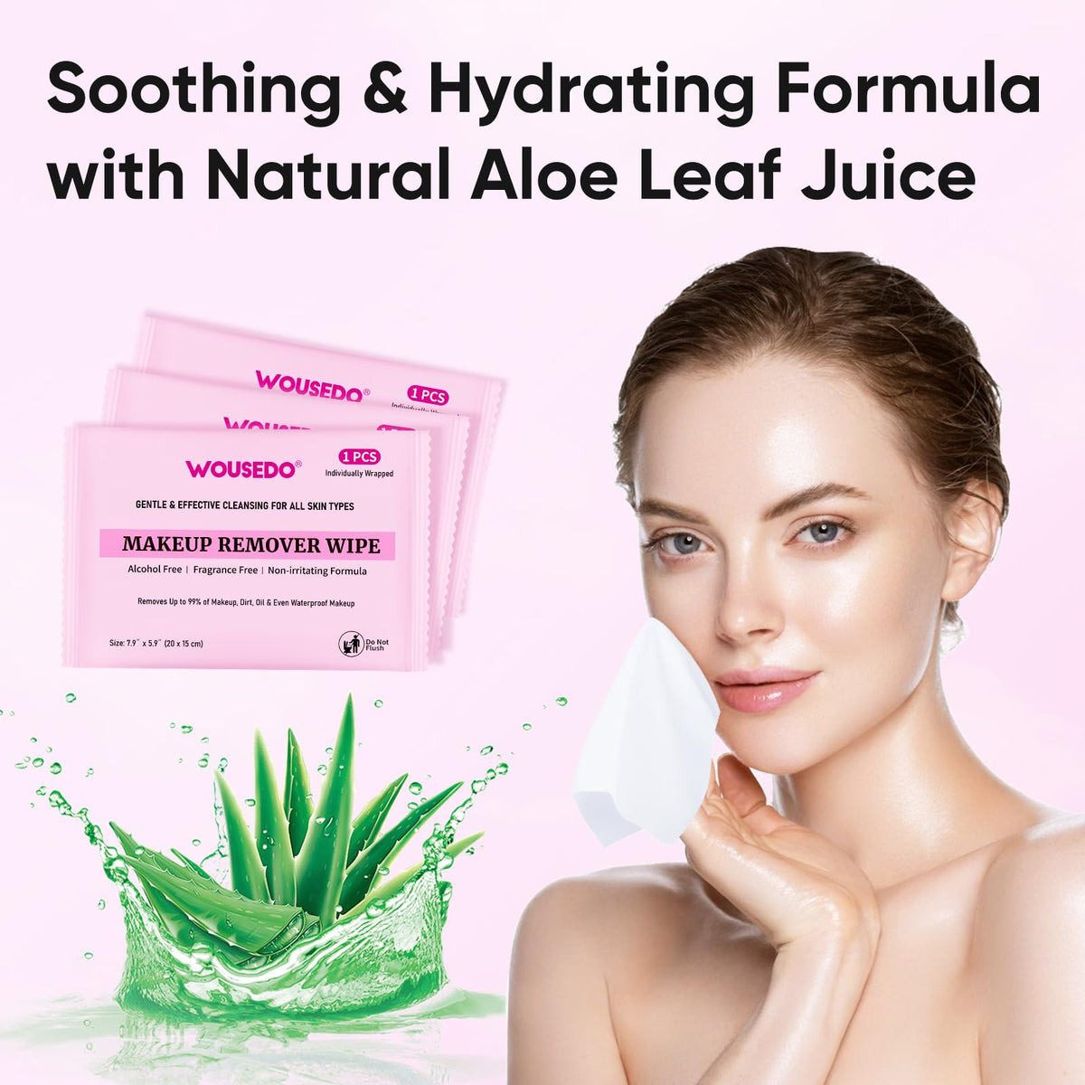 WOUSEDO wipe removing makeup showing effective cleansing action