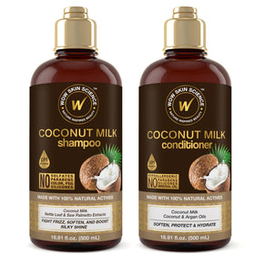 WOW Skin Science front packaging showing full shampoo and conditioner set and clear benefits