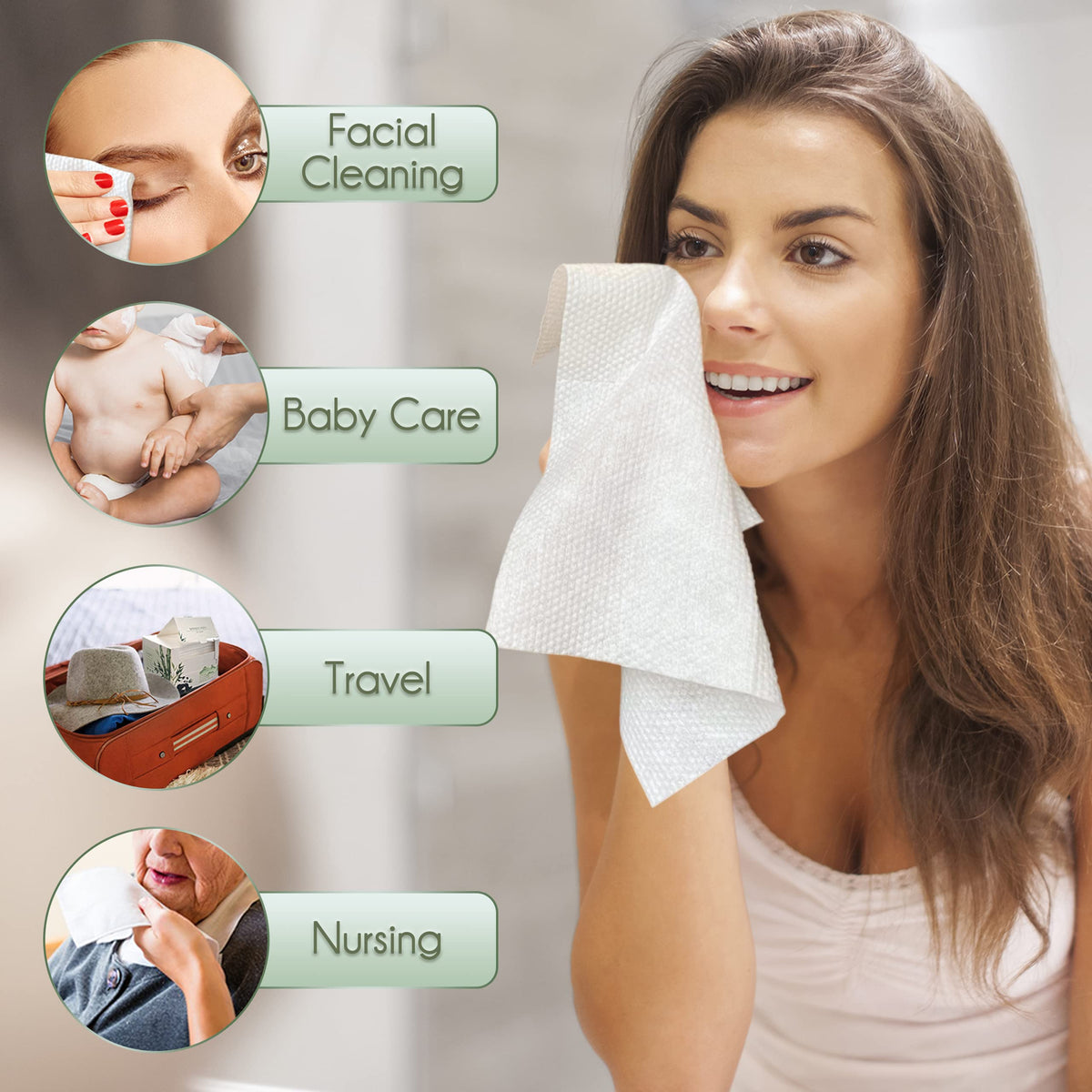 WOWOTEX wipe cleaning baby skin showing safety and convenience benefits