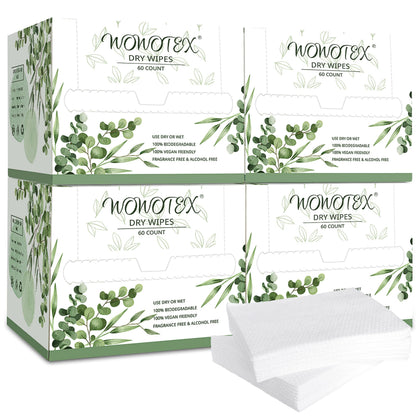 WOWOTEX front packaging showing 4 boxes and 240-count for easy storage