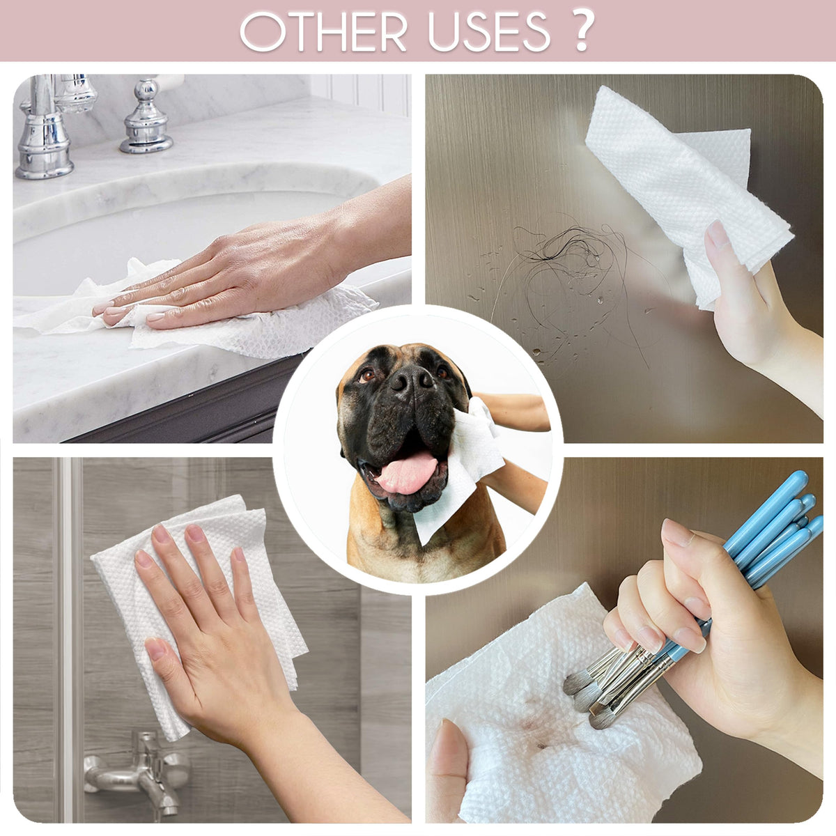 WOWOTEX removing makeup with a towel demonstrating gentle cleansing