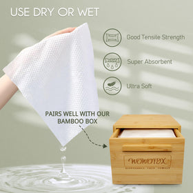 WOWOTEX towel used wet on face demonstrating gentle cleansing action