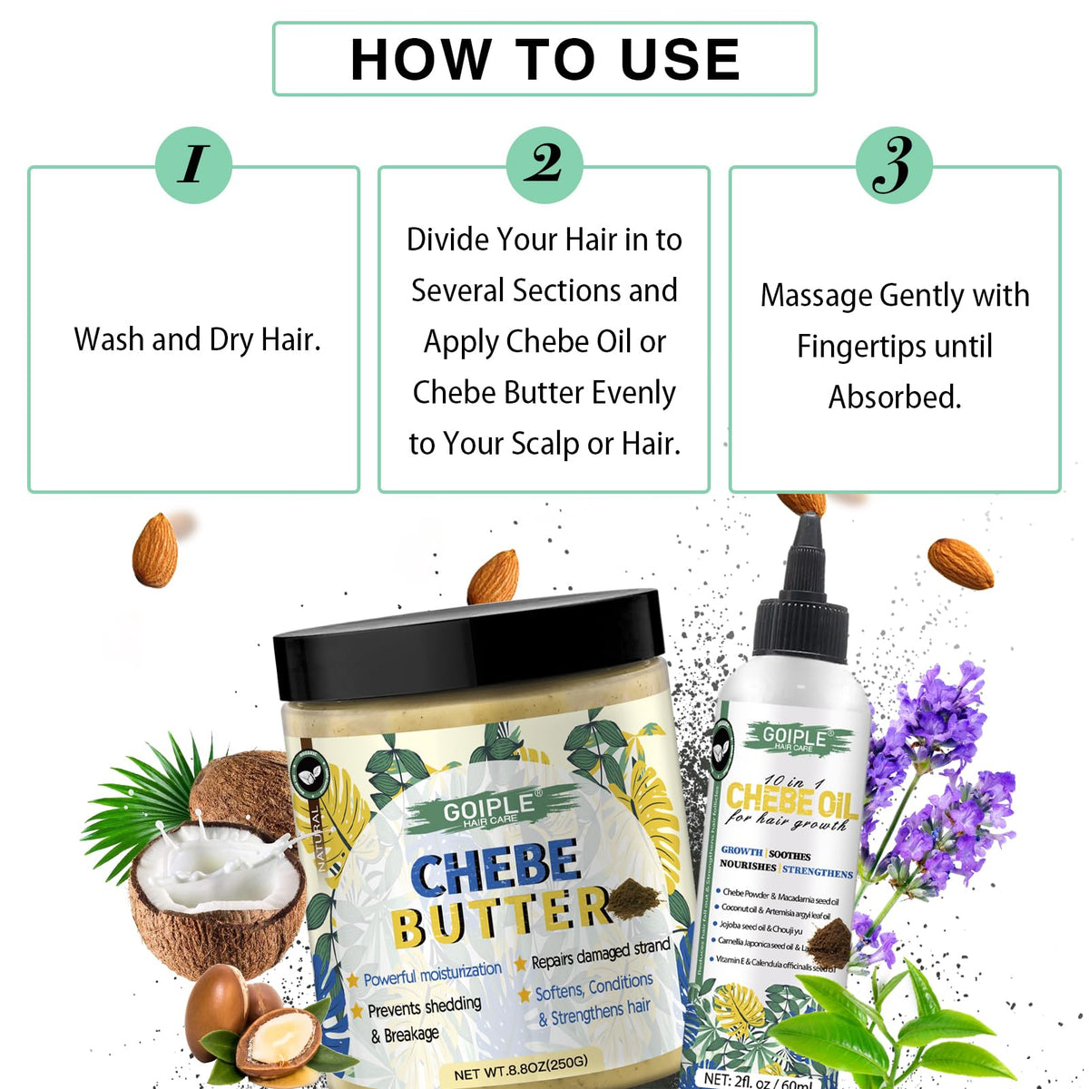 WOZUTUNT chebe ingredients closeup focusing on natural components for gentle nourishment