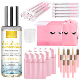 WOZUTUNT front packaging showing concentrated lash shampoo kit benefits