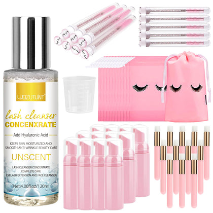 WOZUTUNT front packaging showing concentrated lash shampoo kit benefits