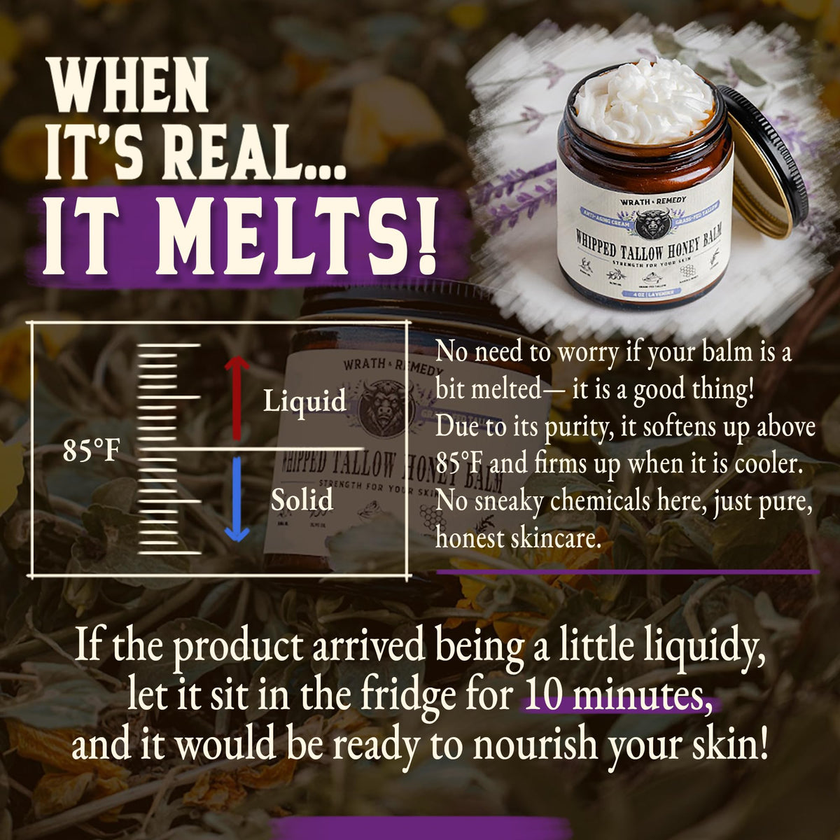 Wrath & Remedy balm on palm demonstrating easy spread and quick absorption