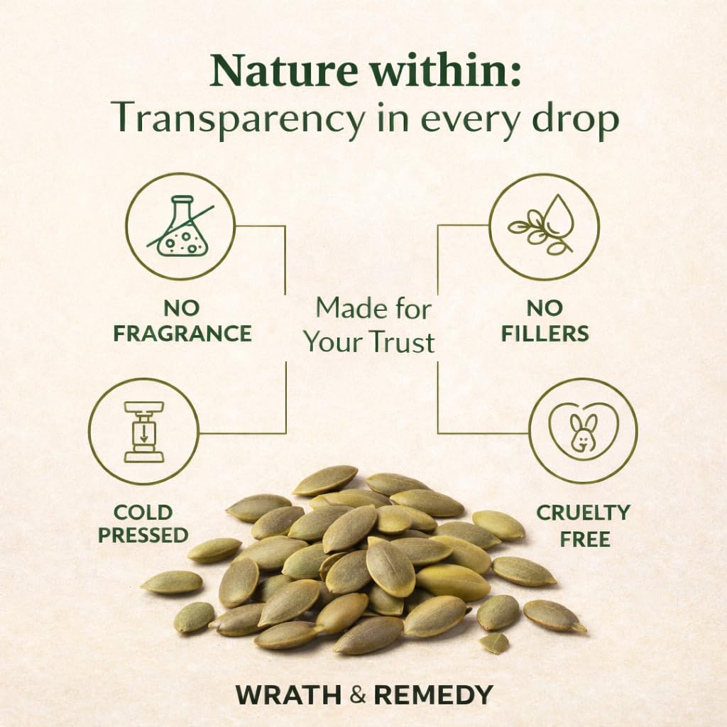 Wrath & Remedy label detail emphasizing cold-pressed, hexane-free ingredient clarity