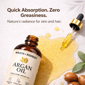 Wrath & Remedy argan oil texture close-up drop highlighting fast absorption