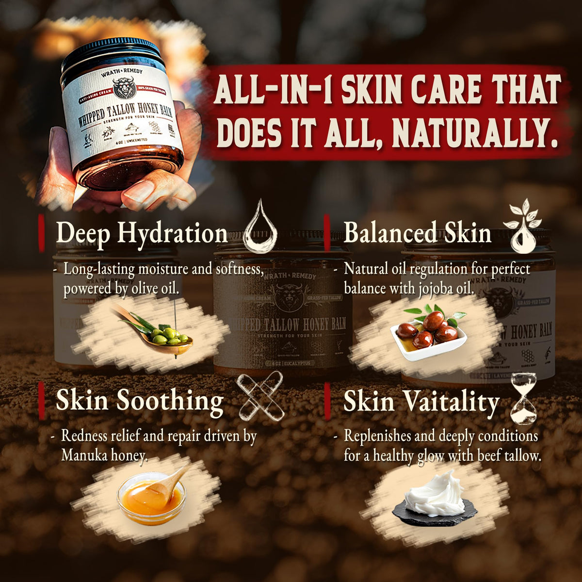 Wrath & Remedy whipped texture close-up, showing airy balm that melts into skin